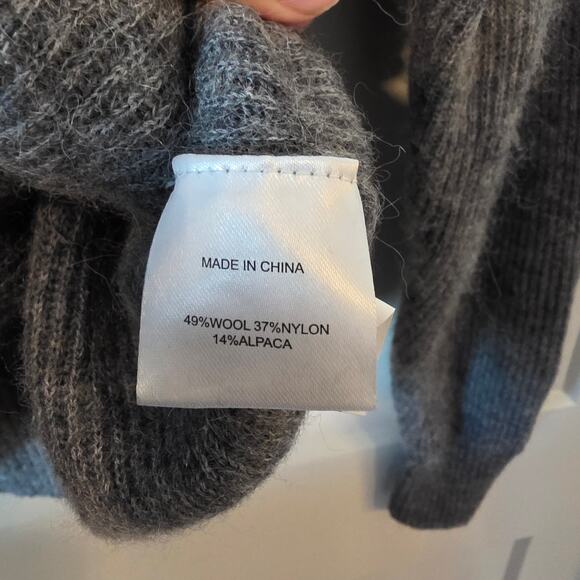 Quince Womens 1/4 Zip Wool Alpaca Blend Sweater Size Medium Gray - Picture 4 of 4